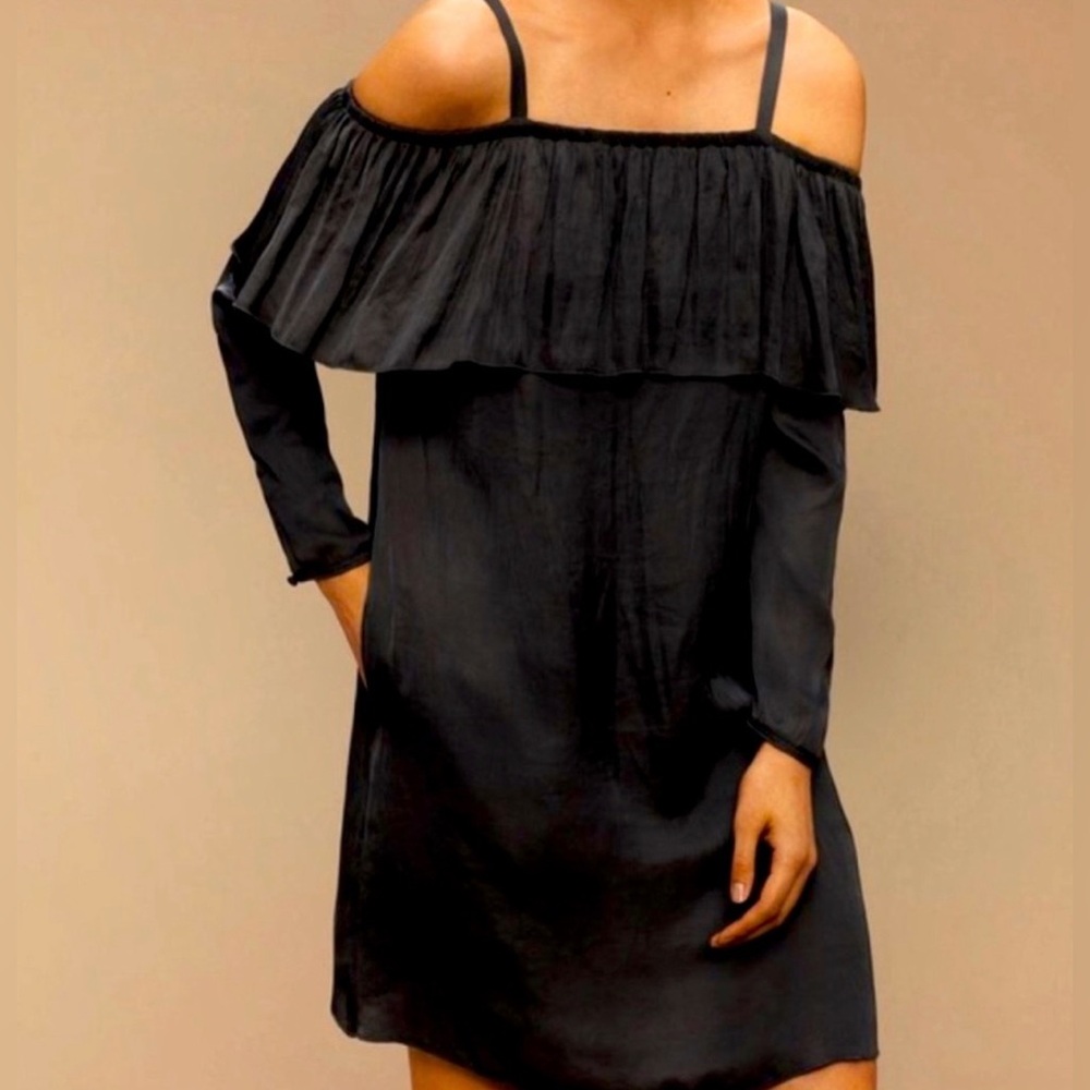 Wilfred Aritzia Brosset Black Off The Shoulder Dress Lined Pockets Size Medium